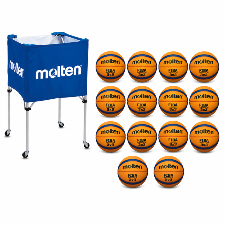 Molten 3x3 Basketball Package: 14 B33T5000 FIBA Approved Basketballs + BK0012-B Ball Cart [1]