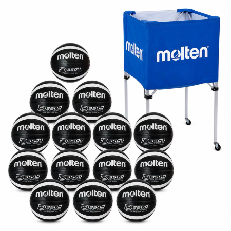 Molten basketballs - Pachet 14 mingi baschet Molten B7D3500-KS + carucior
