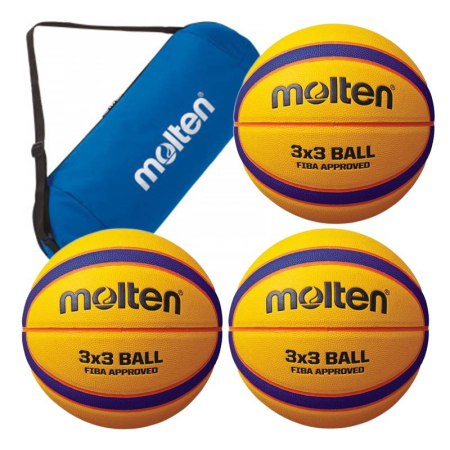 Set of 3 Molten B33T5000 3x3 Basketballs + Molten EB0043-B Bag, FIBA Approved, Indoor/Outdoor [1]
