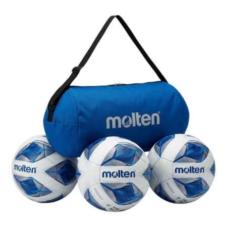 Packages for football clubs - Pack of 3 Footballs Molten F5A5000 FIFA Quality PRO, ACENTEC Technology, Size 5 + Ball Bag EK0043-B
