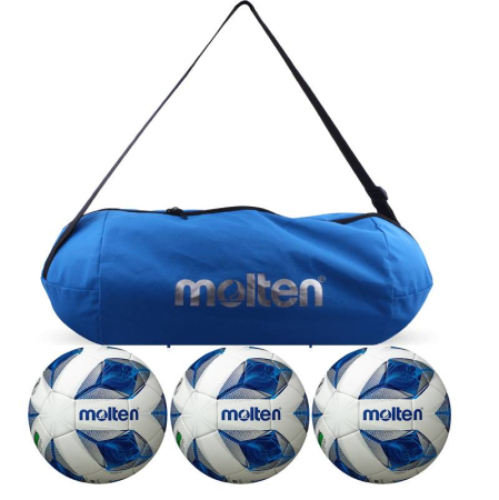 Pack of 3 Footballs Molten F5A5000 FIFA Quality PRO, ACENTEC Technology, Size 5 + Ball Bag EK0043-B [1]