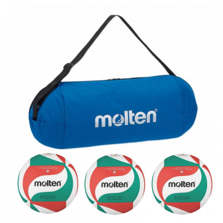 Volei - competitie - Pack of 3 Molten V5M4000 DVV2 Volleyballs + Carry Bag