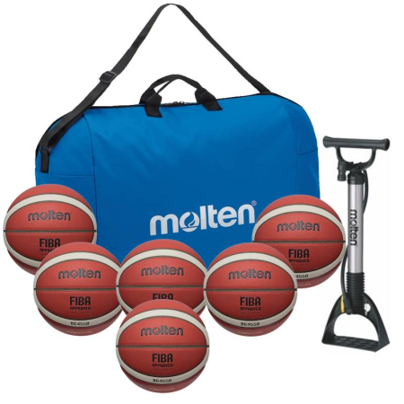 Packages for basketball clubs - Pack of 6 Molten B7G4550 Basketballs + Carry Bag + AP50 Pump