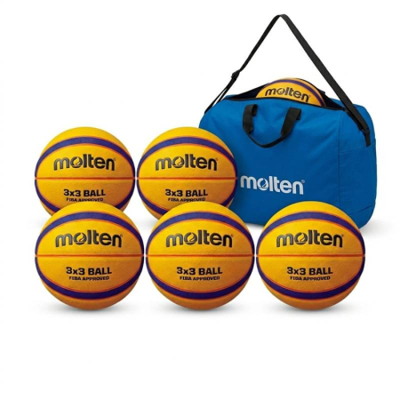 Set of 6 Molten B33T5000 3x3 Basketballs + Molten EB0046-B Bag – FIBA Approved, Indoor & Outdoor, Size 6 / Size 7 Weight [2]
