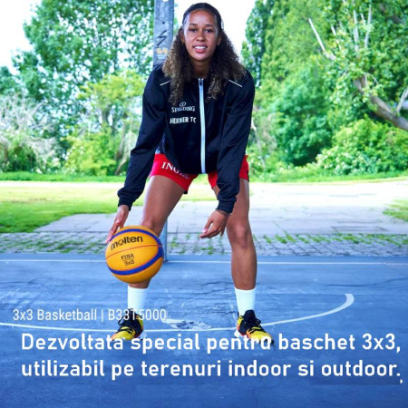 Set of 6 Molten B33T5000 3x3 Basketballs + Molten EB0046-B Bag – FIBA Approved, Indoor & Outdoor, Size 6 / Size 7 Weight [6]