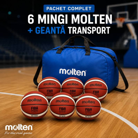 Packages for basketball clubs - Pack of 6 Molten balls: 1 B5G4050 + 5 B5G3850 + bag