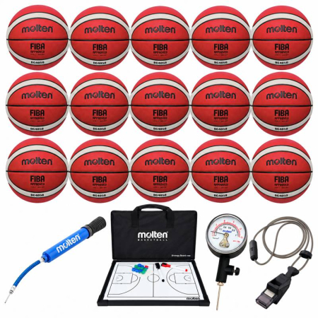 Pachet baschet Molten PRO – 15 mingi B7G4050 marimea 7, tabla tactica MSBB, fluier BLAZZA, manometru PGA. pompa DHP21 [1]