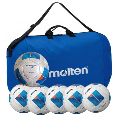 Pachet futsal Molten PRO 6 mingi: F9N4800 FIFA PRO + 5x F9N2100 + geanta