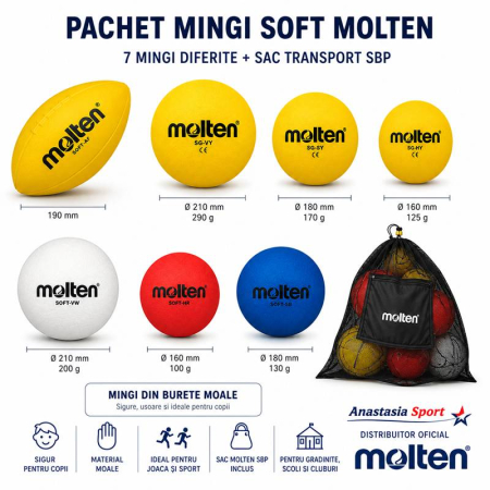 Soft sponge ball Molten - Molten soft ball set for kindergartens and schools, 7 different foam balls with SBP carry bag