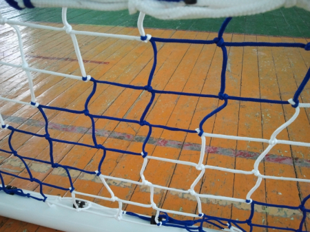 Soccer / handball goal net 3x2 m Anastasia Sport, 5 mm polyester thread, white with blue, knotted, handmade, depth 90-100 cm [6]