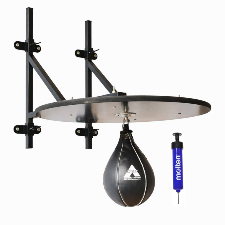 Punching bag - Anastasia Sport V1 Speedball Platform with Genuine Leather Speed Bag and Pump Included, Wall Mounted, Height Adjustable