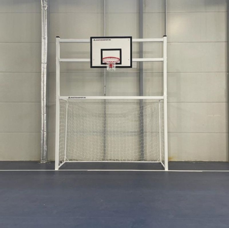 Poarta fotbal / handbal 3x2 m aluminiu cu panou baschet fibra sticla 120x90 cm si inel cu plasa [1]