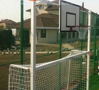 Poarta fotbal / handbal 3x2 m aluminiu cu panou baschet fibra sticla 120x90 cm si inel cu plasa [5]