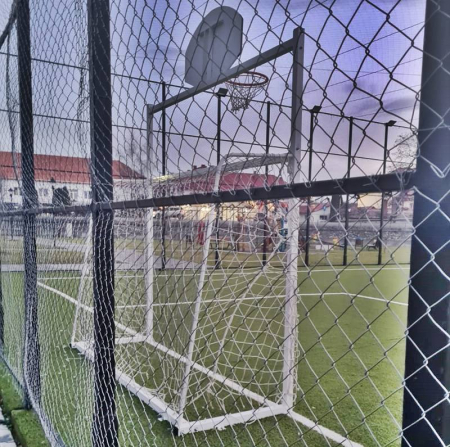 Football / handball goal with TEGO basketball panel 120x70 ring and net [7]