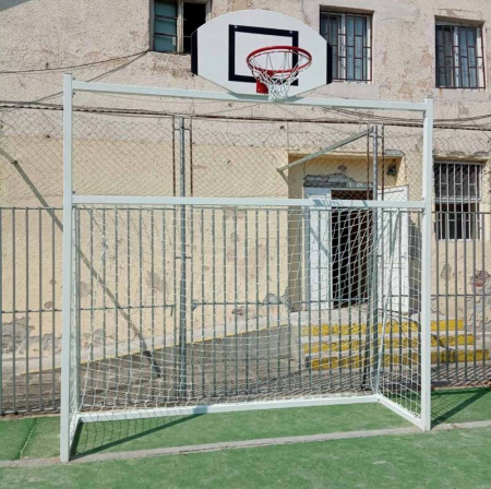 Football / handball goal with TEGO basketball panel 120x70 ring and net [6]
