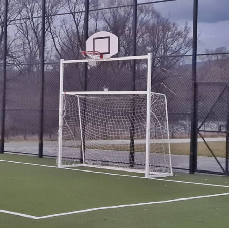 Football / handball goal with TEGO basketball panel 120x70 ring and net [3]