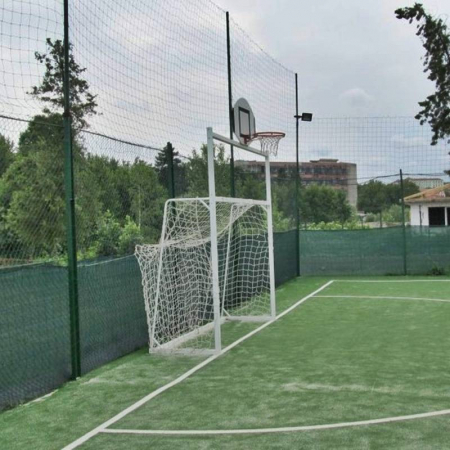 Football / handball goal with TEGO basketball panel 120x70 ring and net [2]