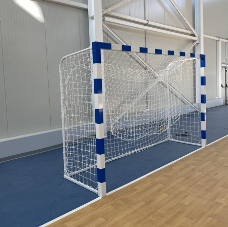 Poarta handbal 3x2 m Anastasia Sport, aluminiu profil 80x80 mm alb cu albastru, spate otel, [4]