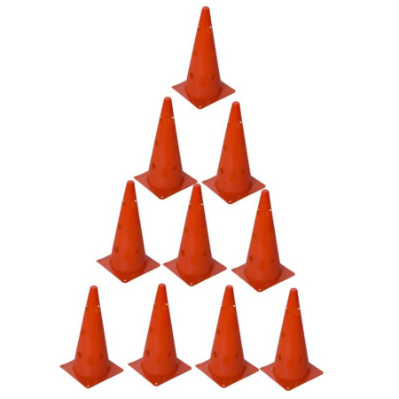 Accesorii antrenament / antrenor - Set 10 conuri antrenament Master Sport 45 cm, cu găuri, PVC flexibil