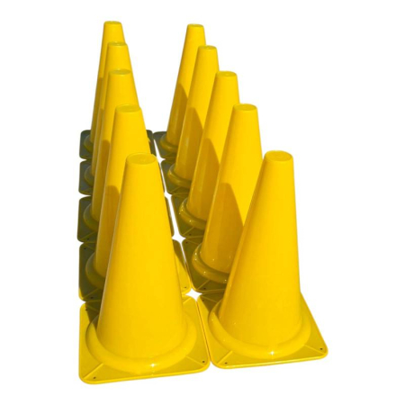 Set 10 conuri antrenament Sportech 30 cm, PVC flexibil, pentru coordonare si delimitare teren, galben [1]