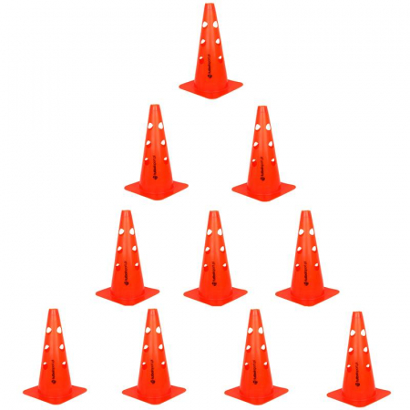 Volleyball Training Accessories – Hurdles, Cones, Ladders, Obstacles - 10 pcs Sportech training cones 38 cm, with holes