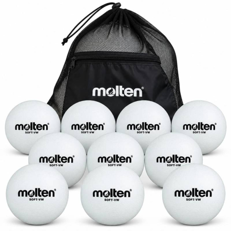 Pachete de mingi Molten pentru cluburi volei - Set 10 mingi spuma Molten Soft-VW, diametru 210 mm, 200 g + sac transport Molten SPB