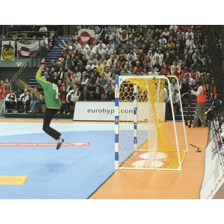 Set 2 plase porti handbal Huck WM 3x2 m,  fir 5 mm fara nod, cu plasa anti-shock, culoare verde si galben [4]
