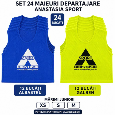 Anastasia Sport set of 24 junior training bibs, 12 yellow + 12 blue, sizes XS, S and M [1]