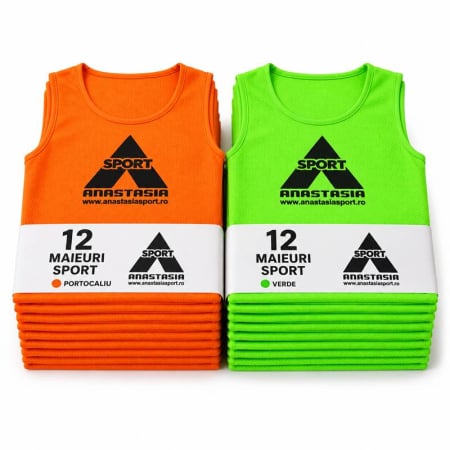 Maieuri departajare pentru baschet - Set 24 maieuri departajare Anastasia Sport, 12 portocaliu + 12 verde marimi seniori L / XL / XXL
