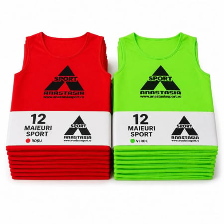 Training Bibs for Handball – Visibility and Comfort - Anastasia Sport Set of 24 Training Bibs, 12 Red + 12 Green, Junior Sizes XS / S / M