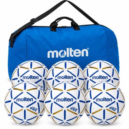 Promotional Molten Handball Ball Packages for Clubs and Schools - Set of 6 Molten D60 Handballs Size 3 + Ball Bag + Pump