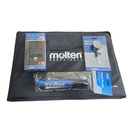 Pompe, ace, compresoare, manometre pentru mingi de baschet – Umflare corectă și eficientă - Set antrenor baschet Molten PRO – tabela MSBB, fluier Blazza, pompa DHP21, manometru PGA
