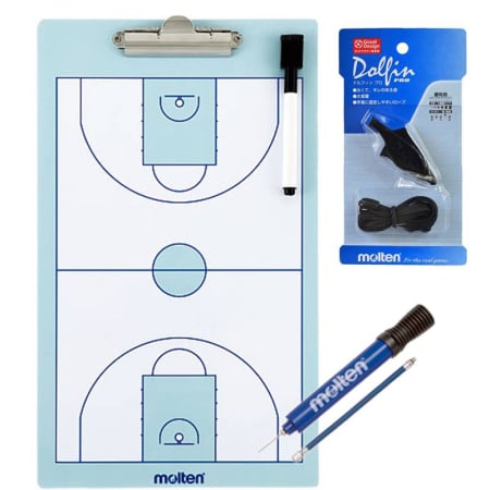 Baschet - Set antrenor baschet Molten – tabela strategie SB0020, fluier Dolfin Pro, pompa DHP21