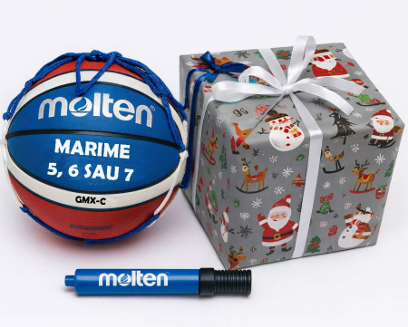 Mingi baschet  Molten marime 5 - Set cadou baschet Molten GMX-C marime 5 / 6 / 7 + pompă DHP21 + plasă pentru minge – ideal pentru antrenamente