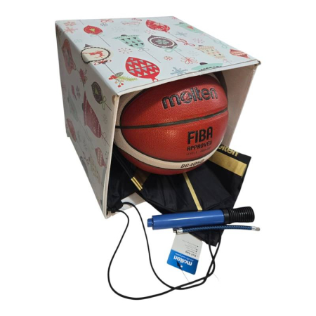 Mingi baschet  Molten marime 5 - Set cadou minge baschet Molten BG4050 marime 7/6/5 + pompa DHP21 si rucsac – ambalat in cutie cadou
