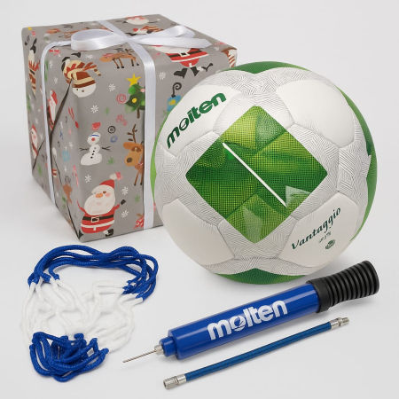 Fotbal- MARIME 3 - Set cadou minge fotbal Molten FN3400 – marimi 5, 4, 3 + pompa + plasa + ambalaj cadou