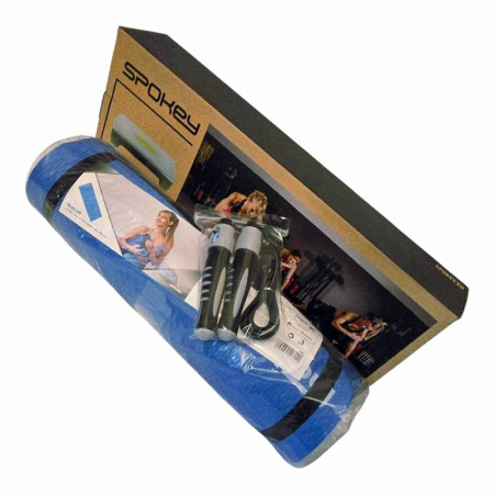 Saltele gimnastica - Spokey Basic IV Fitness Set – Adjustable Aerobic Step Platform + Jump Rope with Counter + SOFTMAT Fitness Mat 180x60 cm