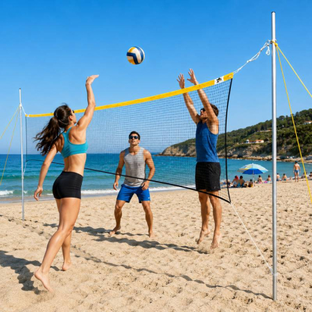 Net Set, 9 x 18 m for Volleyball + Soccer-Tennis [2]
