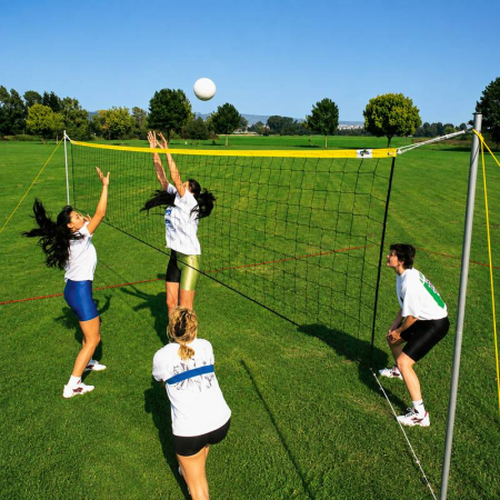 Set volei si tenis cu piciorul Huck cu fileu, stalpi si tusa marcaj