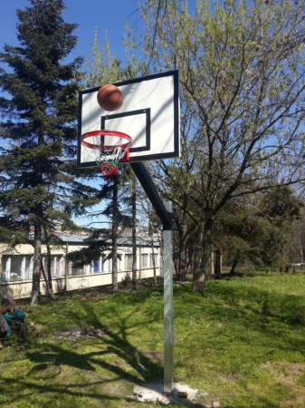 Sistem baschet mono stalp Anastasia Sport, model antivadalizare, panou 120x90 cm, inel si plasa, fixare prin betonare [2]