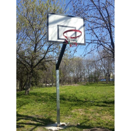Sistem baschet mono stalp MODEL100, panou 120x90 cm, inel si plasa, fixare prin betonare [10]