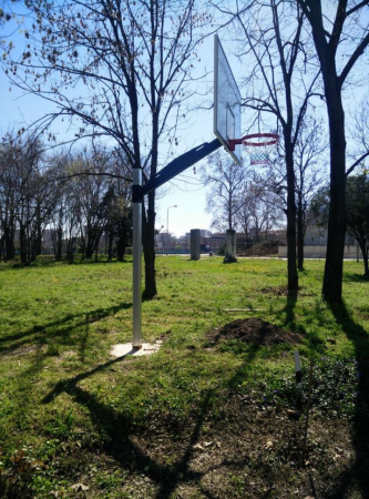 Sistem baschet mono stalp MODEL101, panou fibra 180x105 cm, inel si plasa [6]