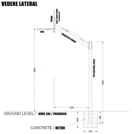 Sistem baschet mono stalp MODEL101, panou fibra 180x105 cm, inel si plasa [3]