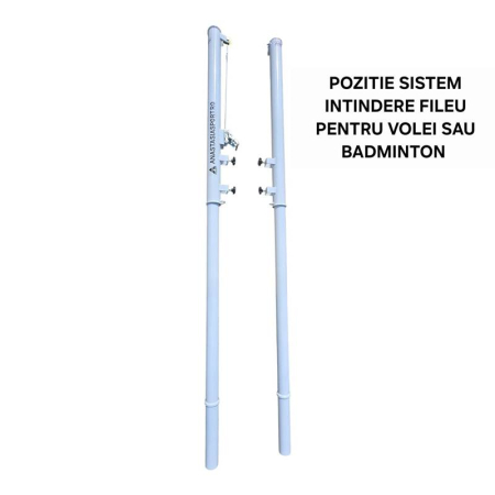 Multi-Functional Volleyball and Tennis Posts Anastasia Sport, Steel Ø76 mm, Socket Mounted, Set of 2 [5]