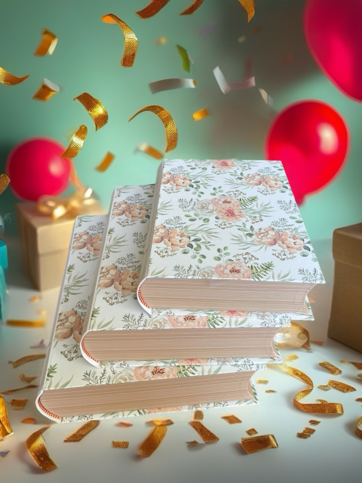 Set 3 Cutii Cadou Tip Carte-Design Floral Pastel pe Fundal Alb-Ambalaj Elegant 3 în 1 [4]