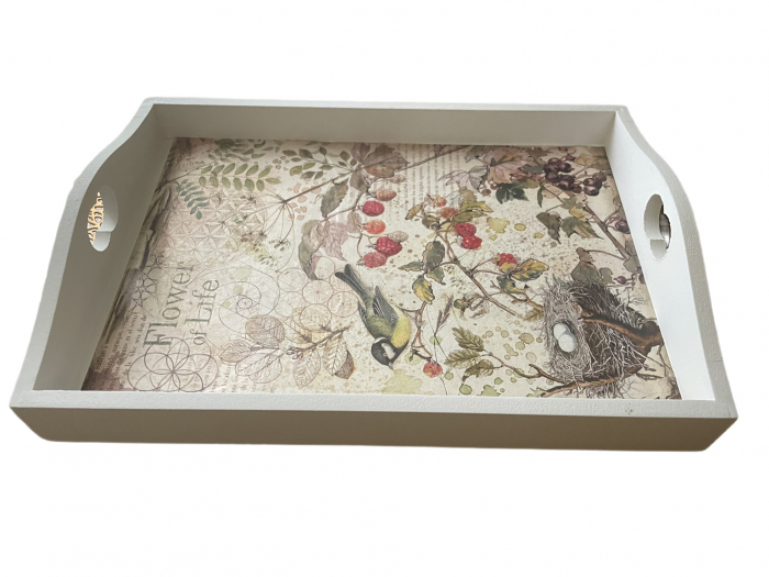 Tavă albă din lemn Life [1]