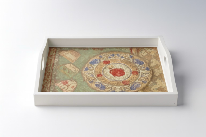 Tavă albă din lemn Lixeiro [4]