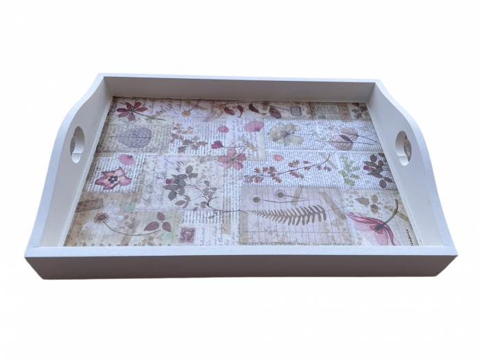 Tavă albă din lemn Lustre [1]