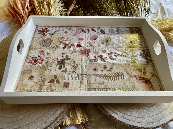 Tavă albă din lemn Lustre [2]