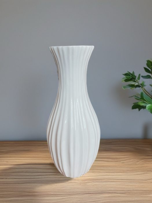 Vază decorativă ceramică glazurată crem-vedere frontală [2]